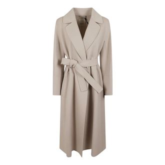 Max Mara Belted Coats, female, Beige, Size: 2XS Cappotto lungo Elisa
