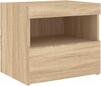 vidaXL Mesita de noche con luces led roble Sonoma 50x40x45 cm Vidaxl