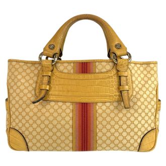 Celine Yellow Canvas Leather Handbag Tote Bag (Pre-Owned)