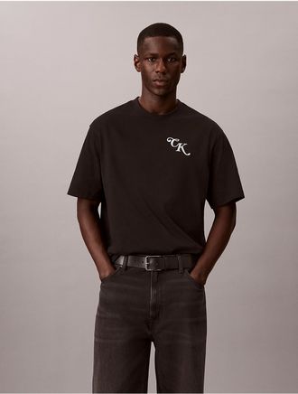 Calvin Klein Jeans Calvin Klein Mens Relaxed Block Script Logo Tee - Black - 2XL