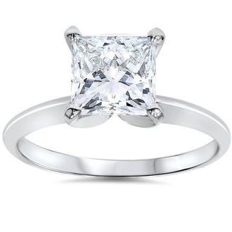 Pompeii3 Certified 1.50 Ct Princess Cut Lab Diamond Solitaire Engagement Ring White Gold