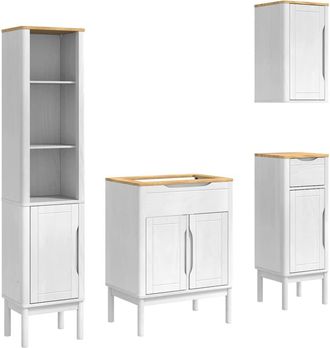 vidaXL Juego De Muebles De Ba&ntilde;o Floro 4 Uds. Madera De Pino Macizo Vidaxl