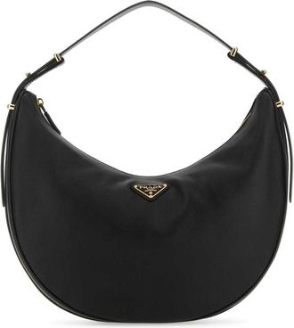 Prada Black Leather Big Arque Handbag