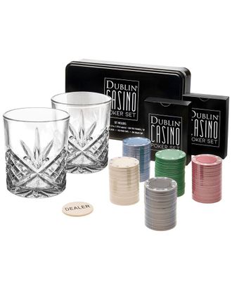 Godinger Dublin Crystal 9 Casino Poker Set