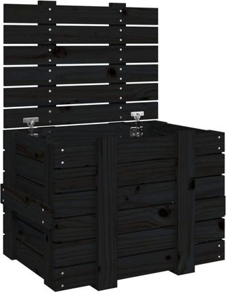 vidaXL Storage Box Black 58x40.5x42 cm Solid Wood Pine Vidaxl