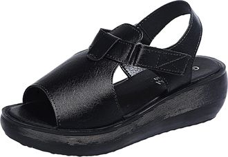 Generic Cocila Platform Sandals Shoes Open Hook&Loop Beach WomenS Toe Summer Breathable Black, 4.5 Comfy Flat Black Cork Sandal Silver Size 5 Purple For Women