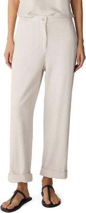 Eileen Fisher Organic Cotton Straight Ankle Pants in Pale Stripe at Nordstrom, Size Xx-Small