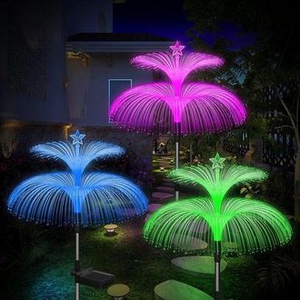 OEM Paquete De 3 Luces Solares Para Jard&iacute;n, Nueva Versi&oacute;n Mejorada, Impermeables, Con 7 Colores Cambiantes, C&eacute;sped Y Navidad