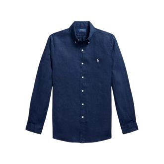 Polo Ralph Lauren Linnen Overhemd - Heren - Casual Overhemden - Blauw - 2XL - Linnen - Overhemden