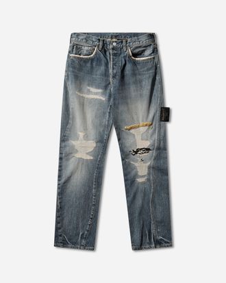 Undercover Men s Distressed Denim Pants Indigo