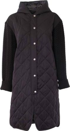 Dolce Cabo Women Quilted Long Coat Sweater In Black