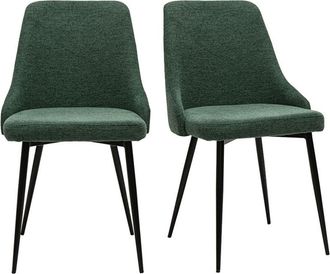 Miliboo Sillas De Dise&ntilde;o De Terciopelo Verde Oscuro Texturizado Y Metal Negro (juego De 2) Cult