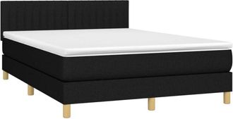 vidaXL Vidaxl - Cama Box Spring Colch&oacute;n Y Luces Led Tela Negro 140x190 Cm