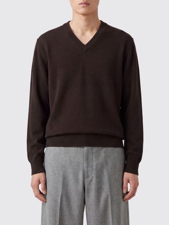 Dries Van Noten Maglia in puro cashmere con scollo a V e bordi a costine