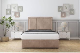 Comfort Beds Savoy Naples Ottoman Bed Set With 54 Floor Standing Headboard in Light Brown | Size: Single