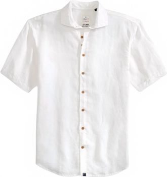 Johnnie-O Mens Short Sleeve Hangin Out Linen Button Up Shirt In White