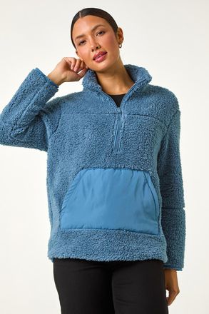 Roman Funnel Neck Half Zip Fleece Jacket