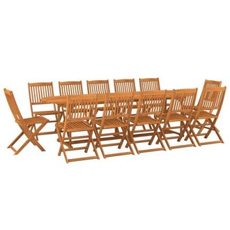 Berkfield Home 13 Piece Garden Dining Set 280x90x75 cm Solid Wood Acacia in Brown | Size: 280 x 90 x 75 cm