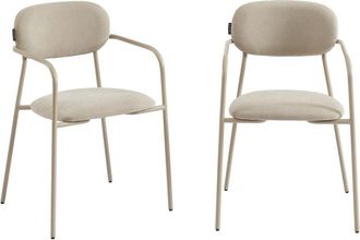 Pantone Lote de 2 sillas de tela con patas de metal gris topo