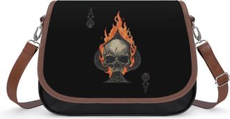 Generic Flaming AceSpades Skull Fashion Womens Crossbody Bags Novelty Handbag Shoulder Bag Purse