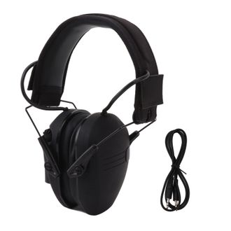 Infinite Auriculares Electr&oacute;nicos De Protecci&oacute;n Auditiva Con Micr&oacute;fono Integrado Y Cancelaci&oacute;n De Ruido, Plegables Y Ajustables, Compatibles Con Mp3, Color Neg