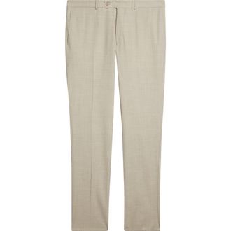 Jack Victor Patrick Tropical Weave Stretch Wool Blend Dress Pants in Sand at Nordstrom, Size 34