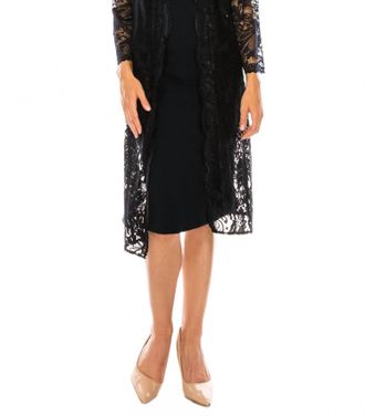 Maya Brooke Lace Duster 2 Piece Jacket Dress In Navy
