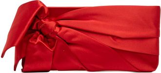 Valentino Pre-owned Valentino Pleated Satin Bow Clutch Ladies QZD06MJC71BKK78W