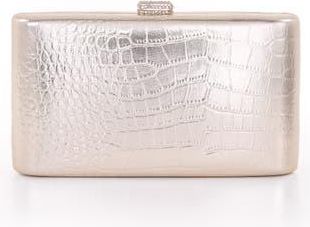 Badgley Mischka Lula Croc Embossed Leather Minaudiere in Gold at Nordstrom, Size Small