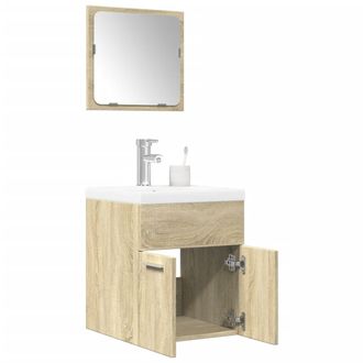 Berkfield Home 3 Piece Bathroom Furniture Set Sonoma Oak Engineered Wood in Brown