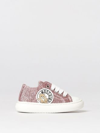 Moschino Sneakers in pelle glitter con patch logo
