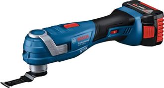 Bosch Utensili - Utensile multifunzione a batteria 18V con accessori, 2x batterie da 4,0 Ah, caricabatterie 06018G2021