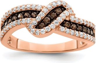 Diamond2Deal Sterling Silver Rose-tone Black Rhodium-plated Cubic Zirconia Fancy Ring