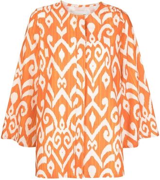 Bambah Linden geometric-print blouse - women - Viscose/Polyamide - S - Orange