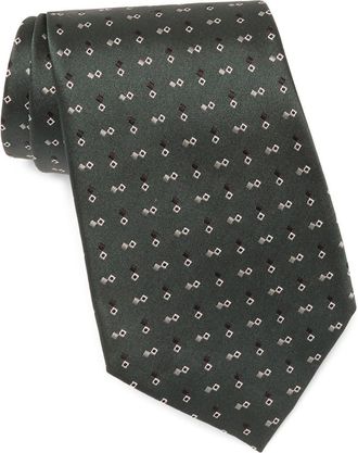 Ermenegildo Zegna Diamond Silk Tie in Dark Green Fan at Nordstrom