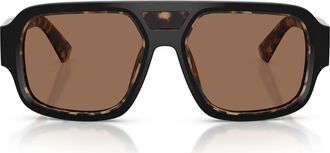 Dolce & Gabbana 55mm Square Sunglasses in Black Red Havana /Dark Brown at Nordstrom