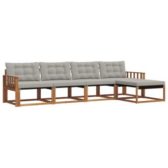 vidaXL Vidaxl Set Di Divani Da Esterno 5 Pz Naturale E Grigio Chiaro