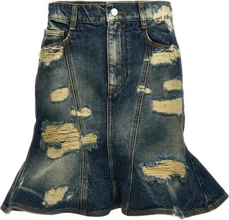 Marc Jacobs The Rip And Repair Straight Jean Skirt - Dames - Spijkerrokken - Blauw - W24 - Katoen - Rokken