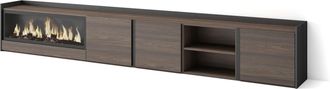 Skraut Home Skraut Home - Mueble Tv, Televisi&oacute;n, Muebles De Sal&oacute;n, Almacenaje, 315x35x50cm, Para Tv Hasta 80, Chimenea El&eacute;ctrica Xxl, Estilo Moderno, Roble Oscuro