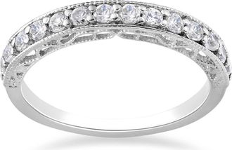 Pompeii3 1/2ct Vintage Diamond Wedding Ring 14K White Gold Size Selectable