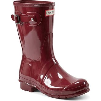 Hunter Original Tour Short Gloss Packable Rain Boot in Military Red at Nordstrom, Size 10