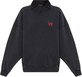 Balenciaga Sweatshirt met overhemd - Dames - Sweatshirts - Zwart - L - Katoen - Hoodies & sweatvesten