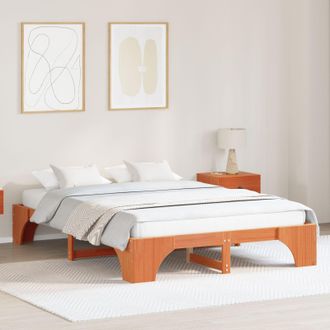Berkfield Home Bed Frame Wax brown Wood 160 x 200 cm Durable
