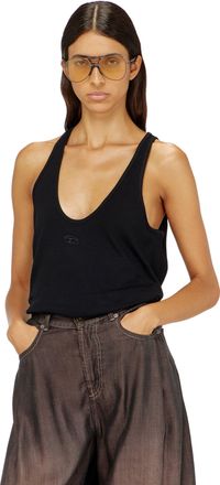 Diesel Ribbed tank top with Oval D - T-Shirts - Woman - Black