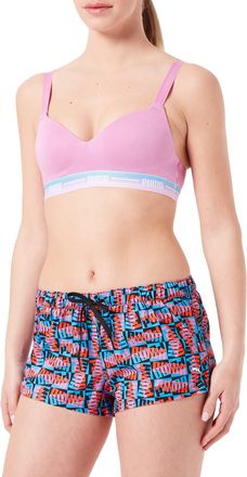 Puma Womens Bikini Bottoms, Black Combo, Medium, Block Logo Shorts, Quick Dry, Stretch