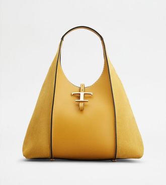 Tod's T Timeless Hobo Bag in Smooth Leather and Suede Medium