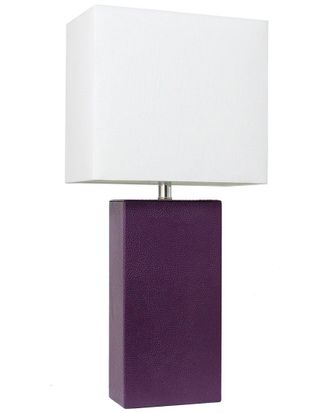 Lalia Home Lexington 21In Leather Base Modern Home Décor Bedside Table Lamp