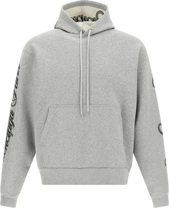Balenciaga Hoodies & sweatvesten, Dames, Grijs, S, Katoen, Cursive Geborduurd Katoenen Hoodie