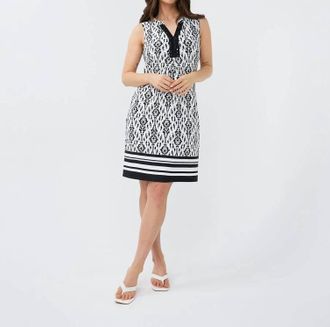 Esqualo Suzan Sleeveless Mini Dress In Tone Ikat Print