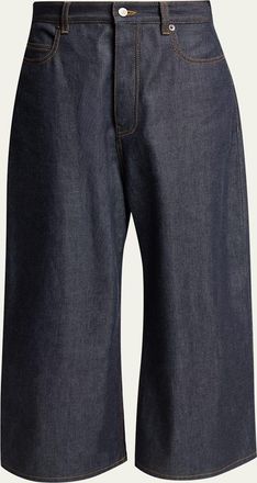 Balenciaga Mens Raw Indigo Denim Wide-Leg Jeans